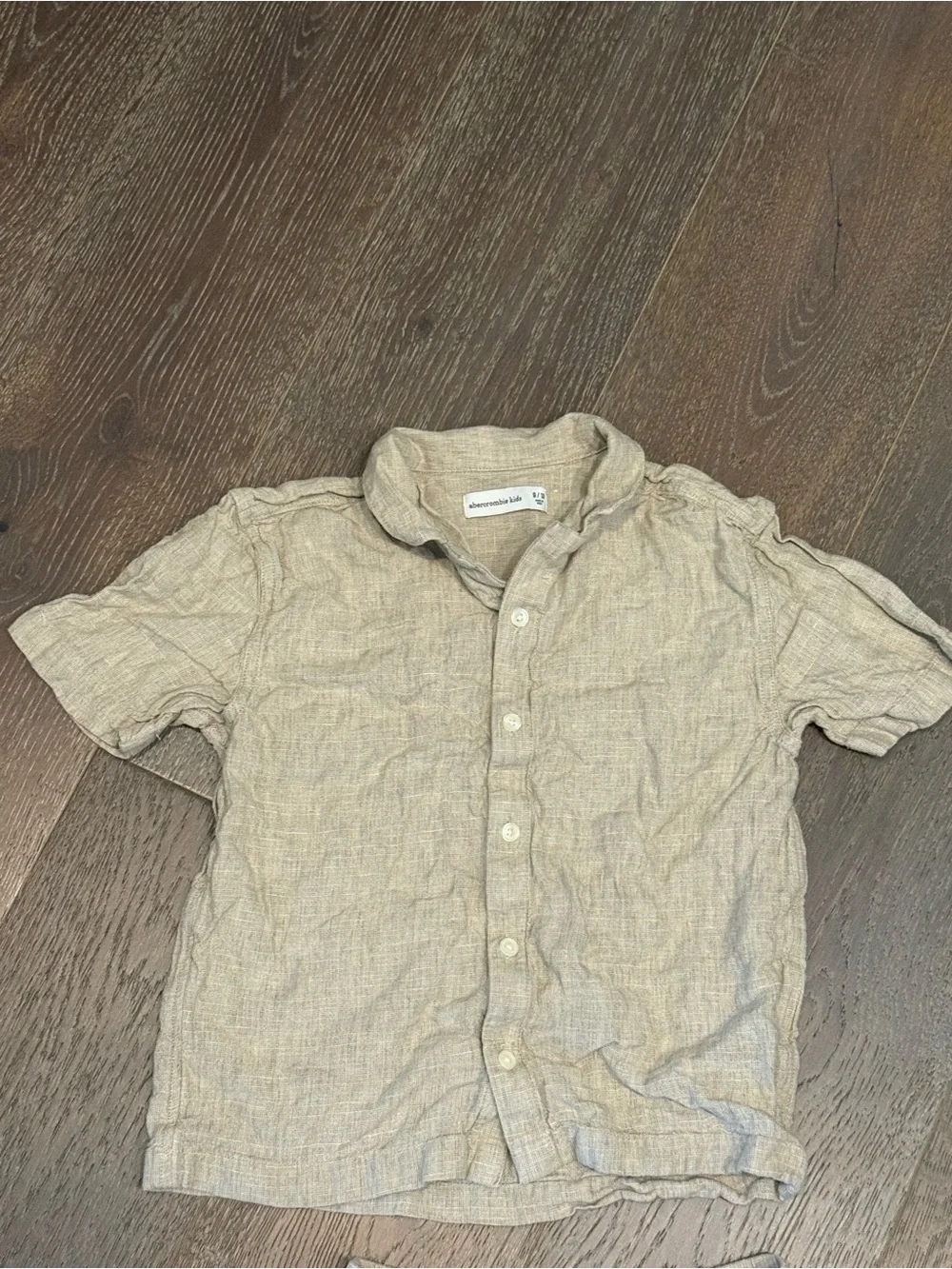 abercrombie kids Linen-Blend Short Set in Light Beige size 9/10